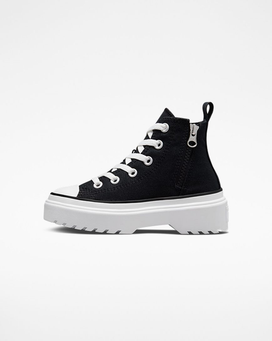 Zapatos Plataforma Converse Chuck Taylor All Star Lugged Lift Canvas Altas Niña Negras Blancas | PE 4PW057